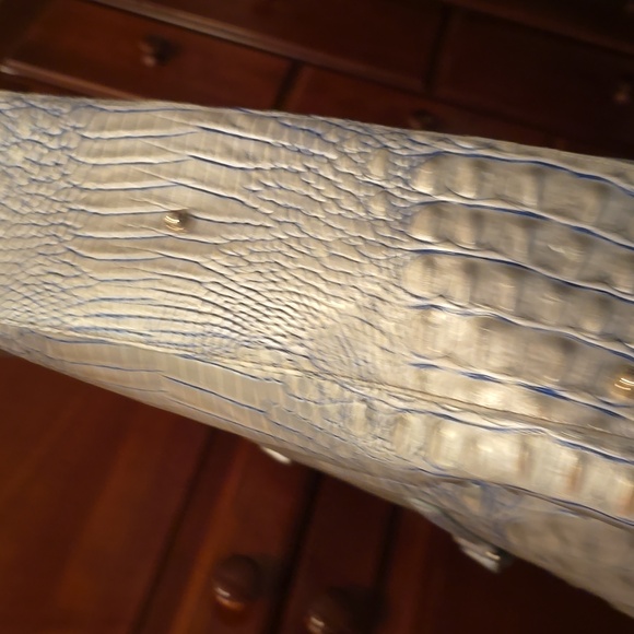 Elegant Silver Crocodile-Embossed Handbag